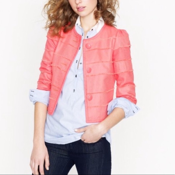 Jcrew coral cropped jacket - Picture 1 of 5